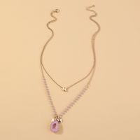 European And American Jewelry Elegant Purple Crystal Chain Imitation Natural Stone Hollow Pendant Double Necklace main image 4