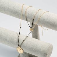 European And American Creative Fashion Hand-woven Bead Chain Golden Retro Coin Pendant Necklace main image 5