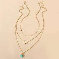Jewelry Retro Natural Turquoise Letters Multi-layered Wear Revealing Temperament Necklace main image 3