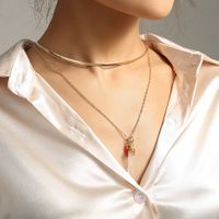 Fairy Temperamental Versatile Double-layer Twin Necklace Handmade Winding Transparent Natural Stone Pendant White Chain Like Flat Snake main image 1
