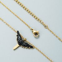 European And American Titanium Steel No Fading Diamond Black Wings Necklace Cross-border New Arrival Pendant Men's And Women's Stainless Steel Clavicle Chain main image 5
