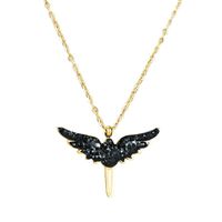 European And American Titanium Steel No Fading Diamond Black Wings Necklace Cross-border New Arrival Pendant Men's And Women's Stainless Steel Clavicle Chain main image 6