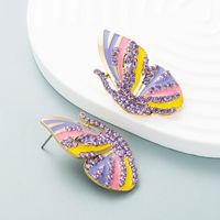 Korean New Earrings Alloy Drop Oil Diamond Rhinestone Butterfly Earrings Female Wholesale main image 6