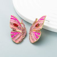 Korean New Earrings Alloy Drop Oil Diamond Rhinestone Butterfly Earrings Female Wholesale main image 7