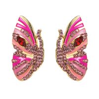 Korean New Earrings Alloy Drop Oil Diamond Rhinestone Butterfly Earrings Female Wholesale main image 8