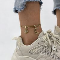 New Jewelry Hip-hop Sun Moon Pendant Foot Ornaments Simple Fashion Diamond Anklet main image 3