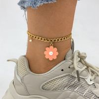 A0092 Cross-border Simple Fashion Flower Foot Ornaments Micro-inlaid Dripping Oil Trendy Cool Anklet Geometric Cold Style Elegant Accessories main image 3