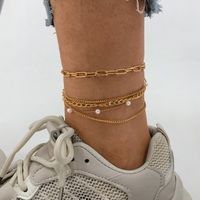 Fashion Geometric Multi-layer Anklet Metal Texture Niche Imitation Pearl Hollow Personality Accessories main image 3