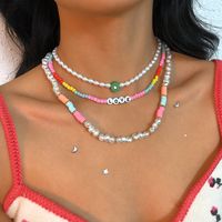 N9613 Europäische Und Amerikanische Mehr Schicht Ige Farbige Reis Perlen Halskette Geometrische Perlen Temperament Halskette Mode Persönlichkeit Kreative Halskette Frauen main image 1