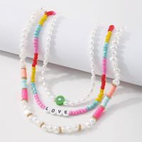 N9613 European And American Multi-layer Color Bead Necklace Geometric Pearl Temperament Necklace Fashion Personality And Creativity Necklace Women main image 5