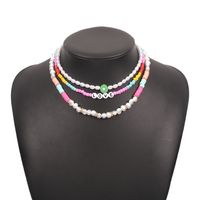 N9613 European And American Multi-layer Color Bead Necklace Geometric Pearl Temperament Necklace Fashion Personality And Creativity Necklace Women main image 6