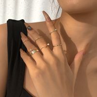 Cross-border Foreign Trade New Alloy Dripping Oil Love Simple Imitation Pearl Geometric Ring Set main image 1