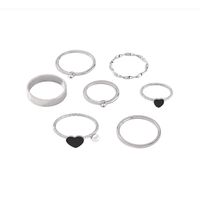 Cross-border Foreign Trade New Alloy Dripping Oil Love Simple Imitation Pearl Geometric Ring Set main image 6