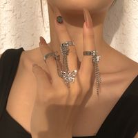 European And American Creative Chain Tassel Butterfly Ring Punk Hip Hop Jewelry main image 1