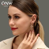 Cross-border Hot Selling Three-dimensional Embossed Rose Earrings Europe And America Creative Elegant Metal Cross Eardrops Earrings For Women main image 3