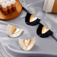 Bohemian Fan-shaped Tassel Earrings Ethnic Style Retro Handmade Geometric Earrings main image 4