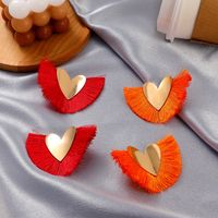 Bohemian Fan-shaped Tassel Earrings Ethnic Style Retro Handmade Geometric Earrings main image 5
