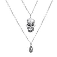 European And American Street Hip Hop Skull Pendant Necklace Cross-border Trend Exaggerated Double-layer Sweater Chain Couple Fashion Ornament main image 6