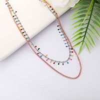 Personality Creative Titanium Steel Colorful Embellishment Double Layered Necklace main image 3