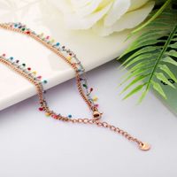 Personality Creative Titanium Steel Colorful Embellishment Double Layered Necklace main image 4