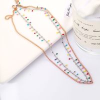 Personality Creative Titanium Steel Colorful Embellishment Double Layered Necklace main image 5