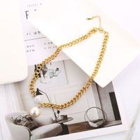European And American Graceful And Fashionable Fabulous Pearl Pendant Hipster Clavicle Chain Titanium Steel Niche Short Necklace Cross-border Wholesale main image 1