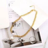 European And American Graceful And Fashionable Fabulous Pearl Pendant Hipster Clavicle Chain Titanium Steel Niche Short Necklace Cross-border Wholesale main image 2