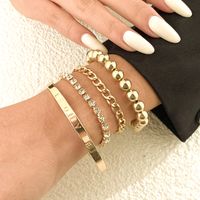 Punk Letter Open Bracelet Round Bead Bracelet Metal Claw Chain Hollow Bracelet Set main image 1