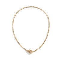 Simple Single-layer Flat Snake Bone Chain Necklace Retro Spring Clasp Pendant Chain Necklace main image 4