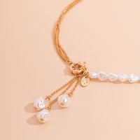 Asymmetrical Temperament Shaped Imitation Pearl Tassel Necklace Wholesale main image 5