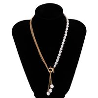 Asymmetrical Temperament Shaped Imitation Pearl Tassel Necklace Wholesale main image 6