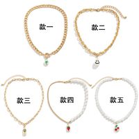Creative Color Graffiti Shaped Imitation Pearl Cherry Smiley Color Chain Necklace main image 3