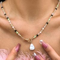 Elegant Shaped Imitation Pearl Tassel Pendant Necklace Women's Simple Contrast Color Bead Necklace Ornament main image 2