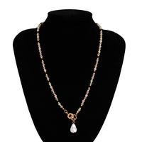 Elegant Shaped Imitation Pearl Tassel Pendant Necklace Women's Simple Contrast Color Bead Necklace Ornament main image 4
