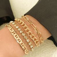 Retro Simple Metal Cross Chain Bracelet Hip Hop Inlaid Rhinestone Claw Chain Diamond Bracelet main image 3