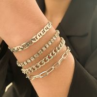 Retro Simple Metal Cross Chain Bracelet Hip Hop Inlaid Rhinestone Claw Chain Diamond Bracelet main image 4