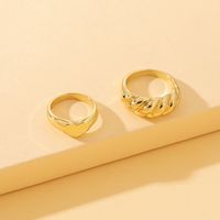 Europe And America Cross Border New Fashion Simple Heart-shaped Ring Personality Vintage Peach Heart Corrugated Ring 2-piece Set Jewelry For Women main image 2