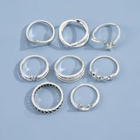 Foreign Trade Cross-border Popular Ornament Fashion Retro Hollow Star Moon Olive Branch Geometric Ring Eight-piece Set main image 2