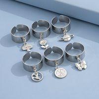 Ornaments Personality Smooth Ring Gossip Mushroom Butterfly Pendant Six-piece Open Ring main image 2