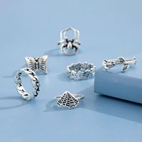 European And American Foreign Trade Female Accessories Personality Trend Spider Web Butterfly Flower Geometric Fashion Retro Ring Six-piece Set main image 6