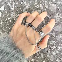 European And American Punk Plain Tassel Chain Fashion Trend One-piece Ring Two-piece Set main image 3