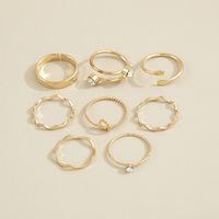European And American Special-interest Design Fashion Simple Double Diamond Wave Double Flat Head Ring Retro Knuckle Ring Eight-piece Set main image 4