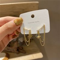 Korean Version Of Star Chain Earrings Diamond-studded Zircon Tassel Chain Earrings main image 4