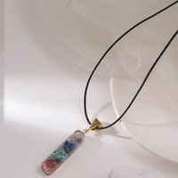 Farbiger Stein Lange Halskette Halbedelstein Natürlicher Kieskristallanhänger Großhandel main image 2