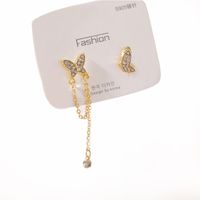 Geometric Dongdaemun Women's Wheat High-end Gold Independent Packaging Pearl Tassel Petal Earrings main image 6