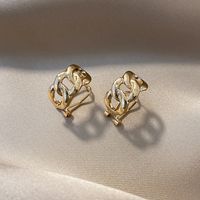 Retro Golden Chain Style Cold Wind Winding Hollow Stud Earrings 925 Silver Needle Korean Dongdaemun Earrings High Sense main image 1