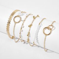 Retro Multi-layer Fishbone Chain Small Flower Leaf Bracelet 6-piece Set main image 4