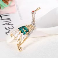 Fashion New Crane Corsage Dripping Oil Full Diamond Corsage Brooch Pin Wholesale main image 5