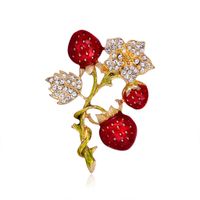 Retro Fashion Dripping Strawberry Flower Pin Elegant Graceful Plant Brooch Suit Clothing Accessories Corsage In Stock main image 2