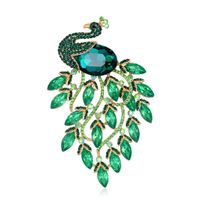 European And American Retro Green Peacock Corsage Alloy Diamond-embedded Animal Pin Danrun New Arrival Brooch In Stock Wholesale main image 1